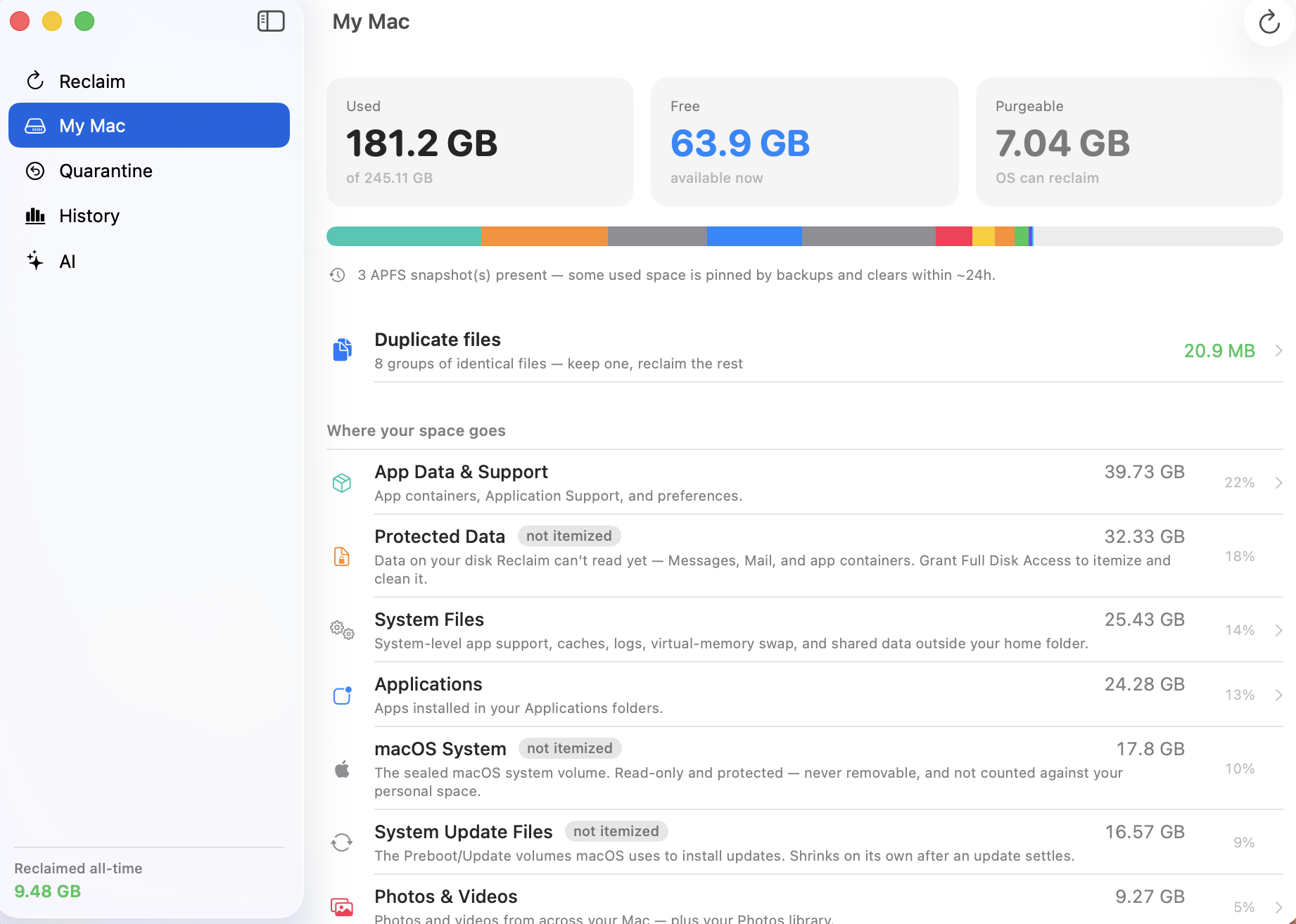 Reclaim showing where your storage goes